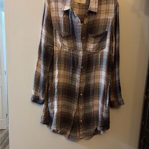Thread & Supply Plaid Shirt in Brown and Cream